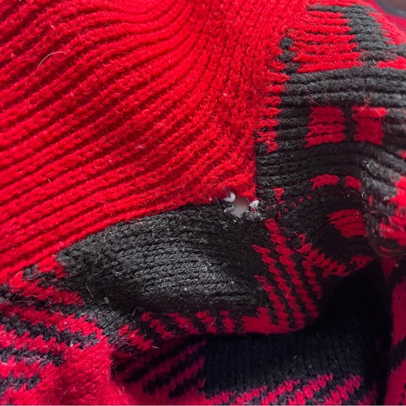 Vintage Teddy Bear Knit Holiday Sweater Red Black Metallic - Picture 6 of 8